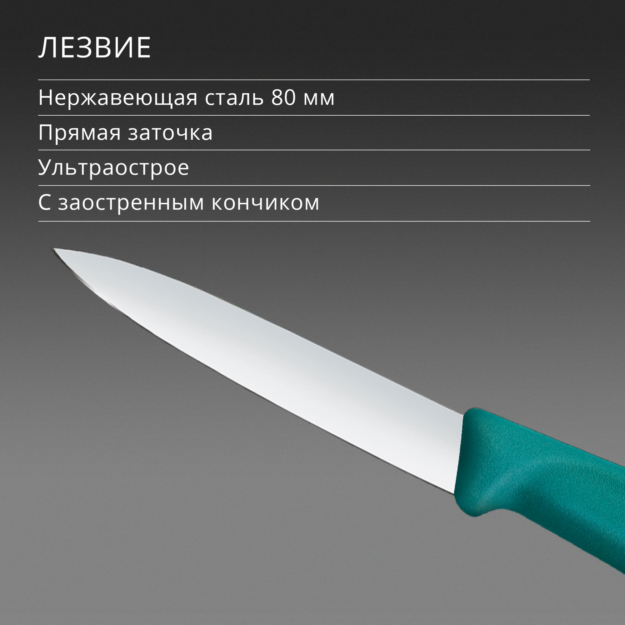 Нож кухонный Victorinox Swiss Classic (6.7604.C1) стальной универсальный для чистки овощей и фруктов лезв.80мм прямая заточка зеленый — миниатюра 4