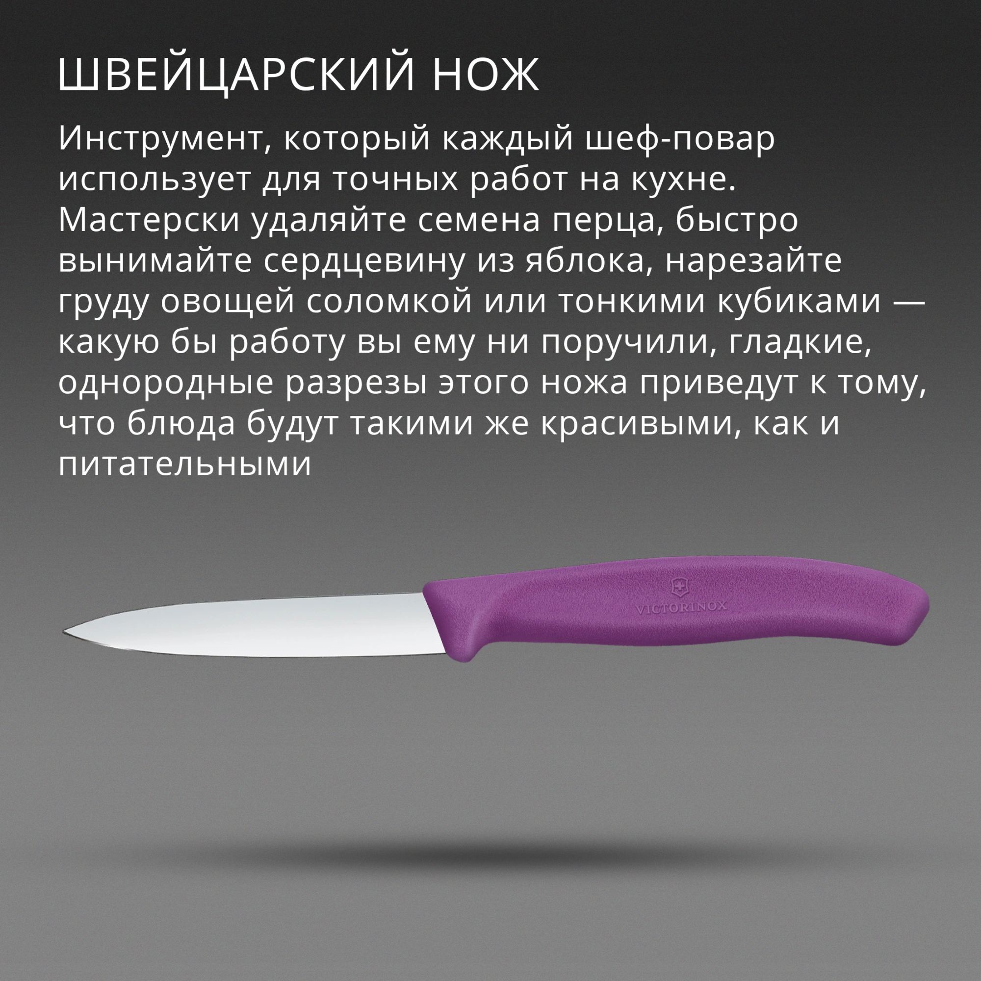 Нож кухонный Victorinox Swiss Classic (6.7605.C1) стальной универсальный для чистки овощей и фруктов лезв.80мм прямая заточка пурпурный — миниатюра 3