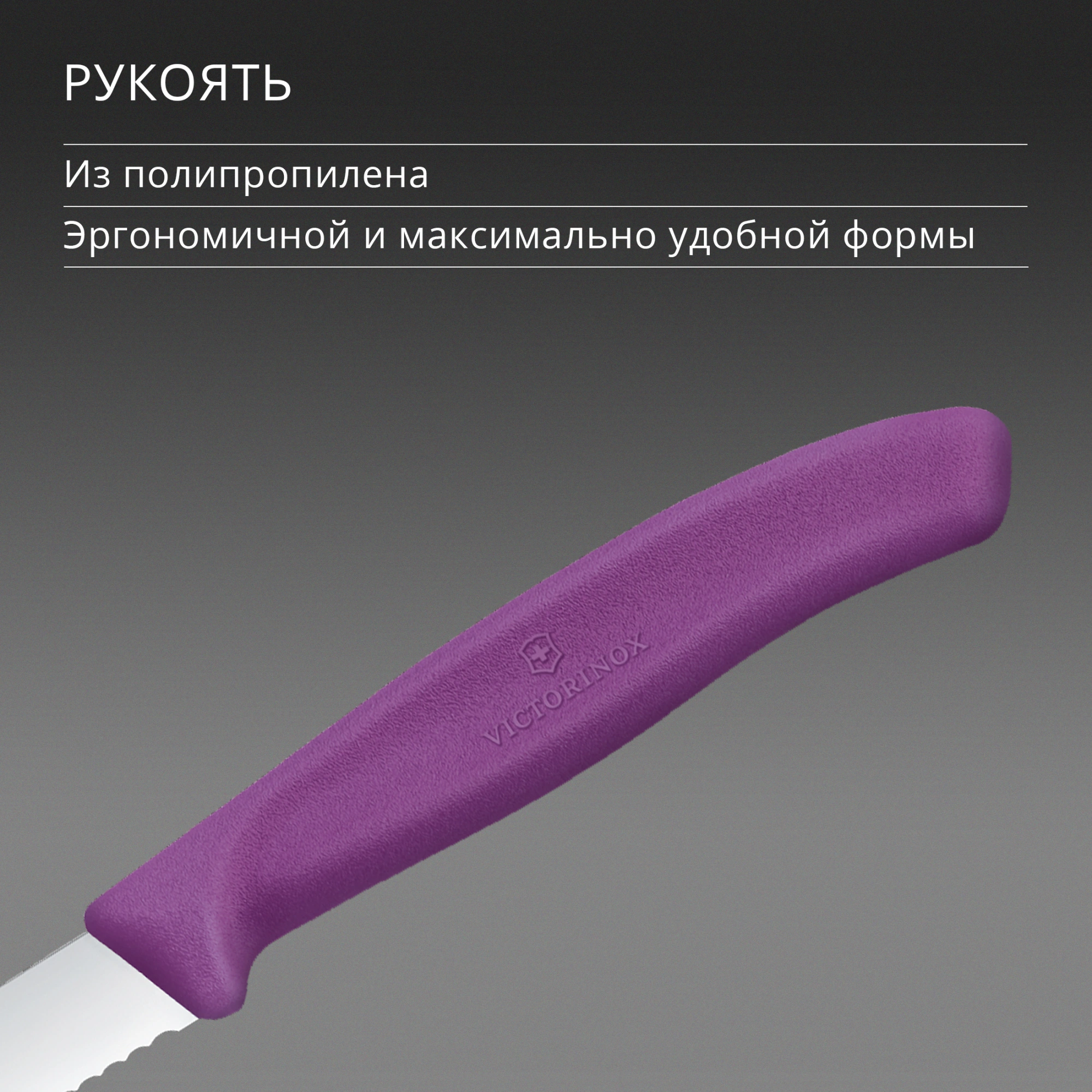 Нож кухонный Victorinox Swiss Classic (6.7635.C1) стальной универсальный для чистки овощей и фруктов лезв.80мм серрейт. заточка пурпурный — миниатюра 5