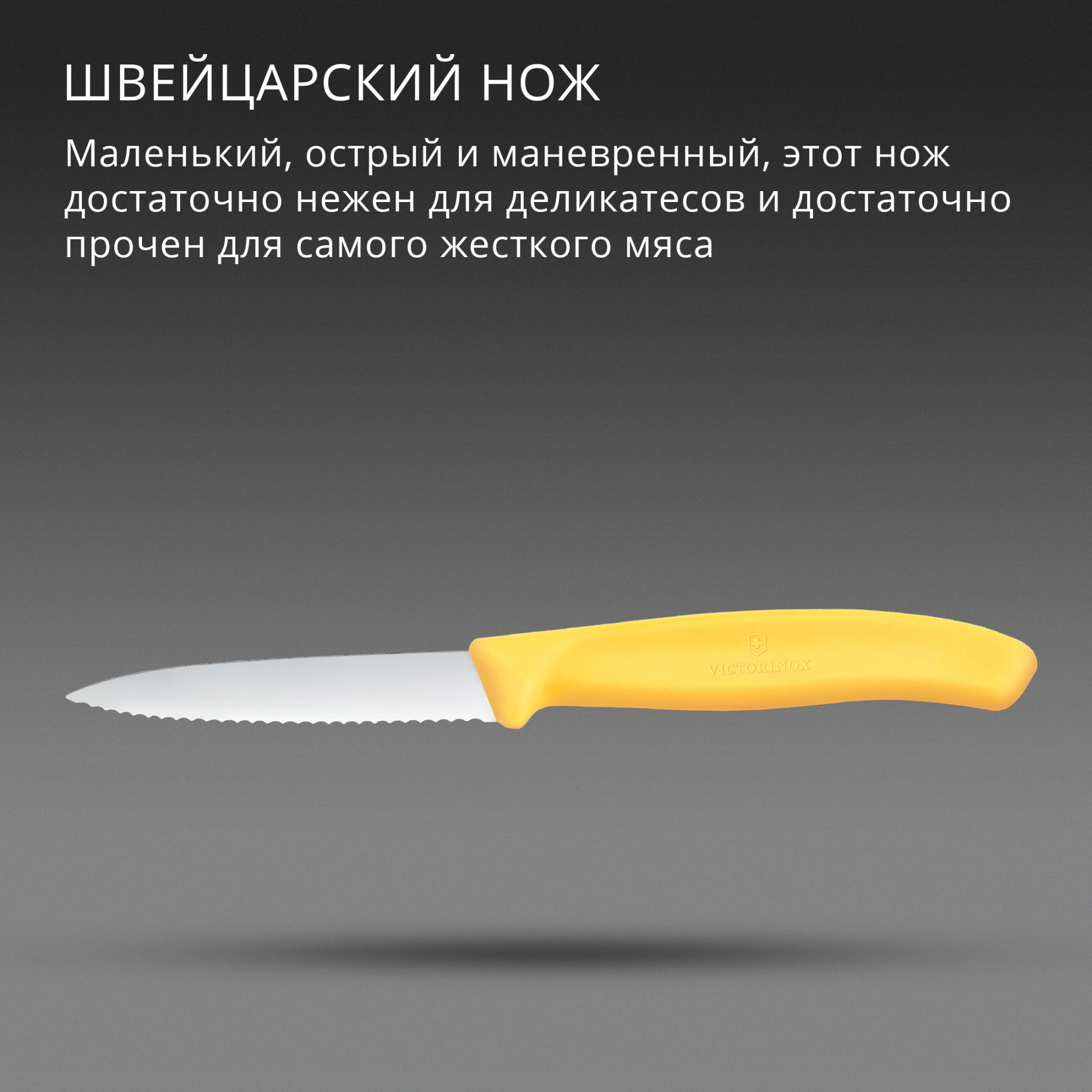 Нож кухонный Victorinox Swiss Classic (6.7638.C1) стальной универсальный для чистки овощей и фруктов лезв.80мм серрейт. заточка желтый — миниатюра 3