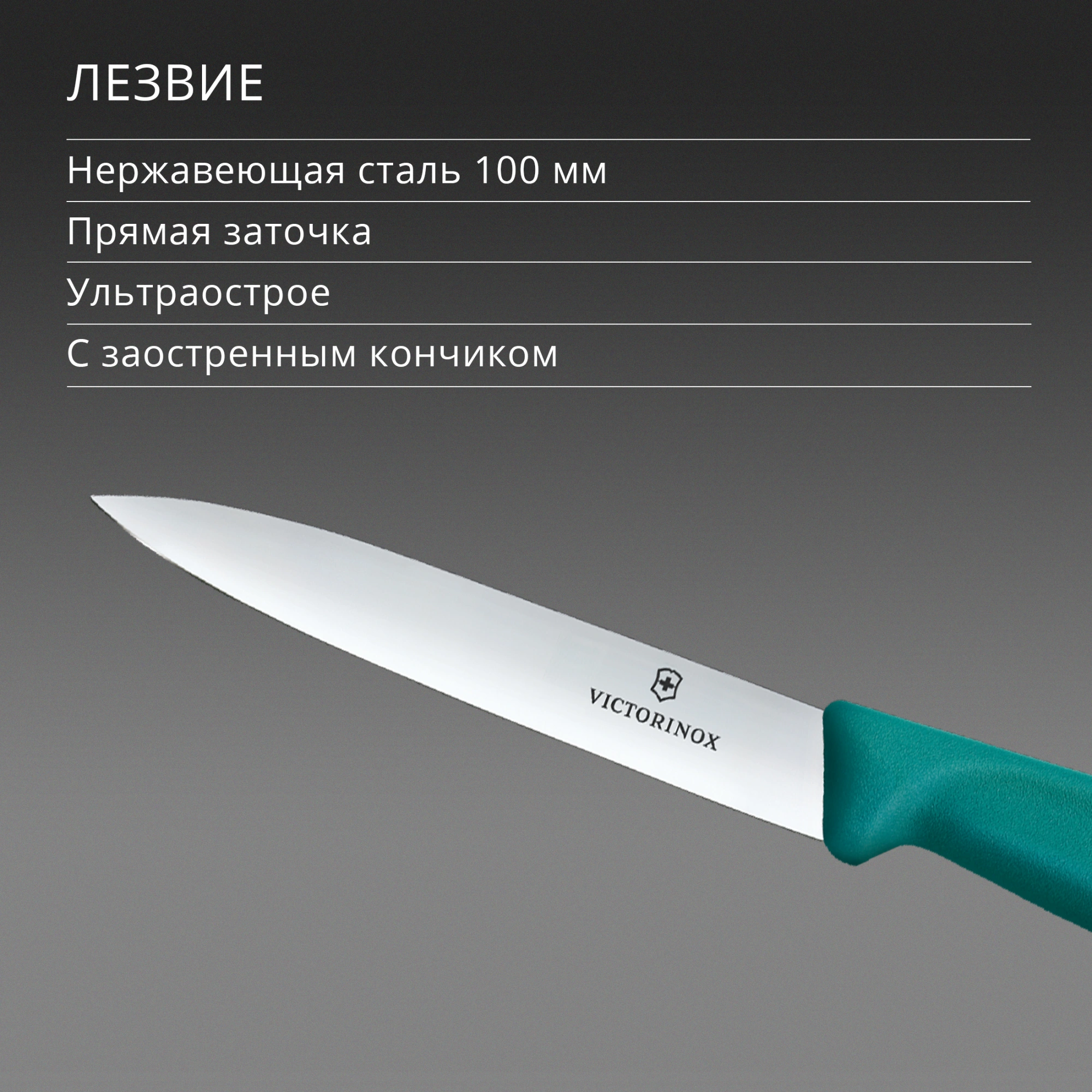 Нож кухонный Victorinox Swiss Classic (6.7704.C1) стальной универсальный для чистки овощей и фруктов лезв.100мм прямая заточка зеленый — миниатюра 4