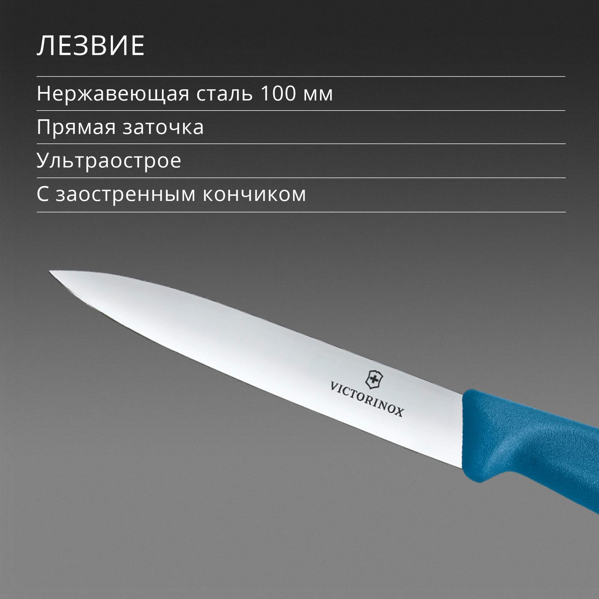 Нож кухонный Victorinox Swiss Classic (6.7702.C1) стальной универсальный для чистки овощей и фруктов лезв.100мм прямая заточка синий — миниатюра 4