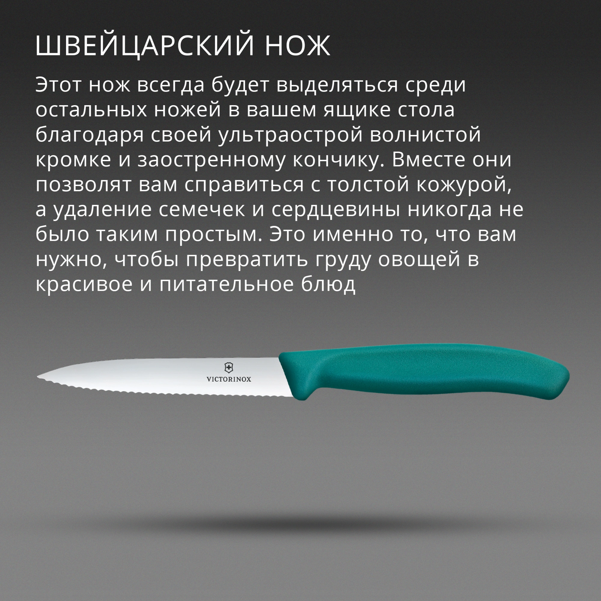 Нож кухонный Victorinox Swiss Classic (6.7734.C1) стальной универсальный для чистки овощей и фруктов лезв.100мм серрейт. заточка зеленый — миниатюра 3
