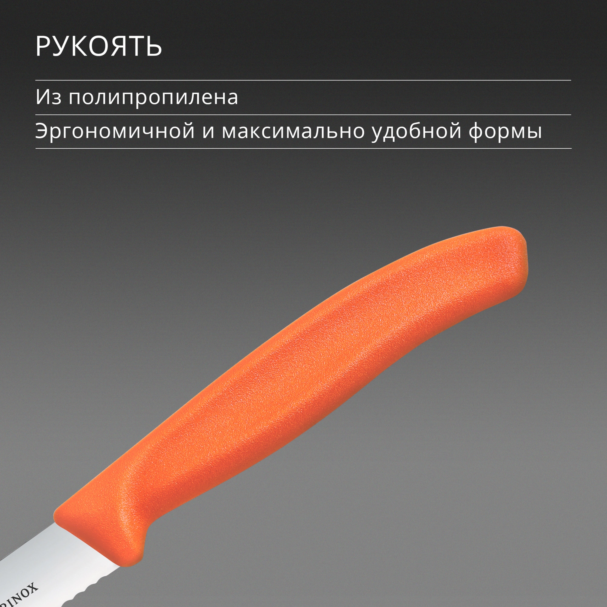 Нож кухонный Victorinox Swiss Classic (6.7739.C1) стальной универсальный для чистки овощей и фруктов лезв.100мм серрейт. заточка оранжевый — миниатюра 5