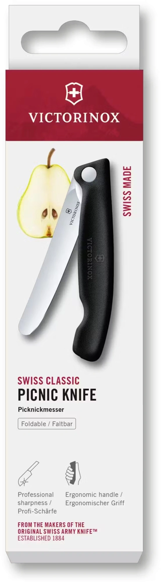 Нож кухонный Victorinox Swiss Classic 6.7803.F стальной универсальный для овощей лезв.110мм прямая заточка черный карт.коробка — фото 1