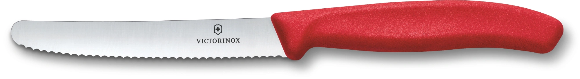 Нож кухонный Victorinox Swiss Classic (6.7831.C1) стальной столовый для овощей лезв.110мм серрейт. заточка красный — фото 1