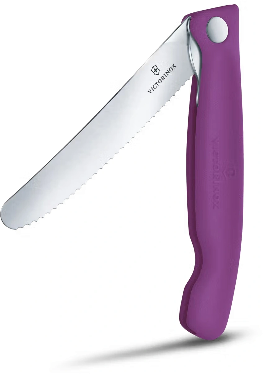 Нож кухонный Victorinox Swiss Classic 6.7835.FC1 стальной универсальный для овощей лезв.110мм серрейт. заточка пурпурный карт.коробка — миниатюра 6
