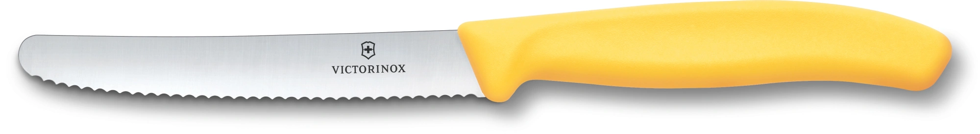 Нож кухонный Victorinox Swiss Classic (6.7838.C1) стальной столовый для овощей лезв.110мм серрейт. заточка желтый — фото 1