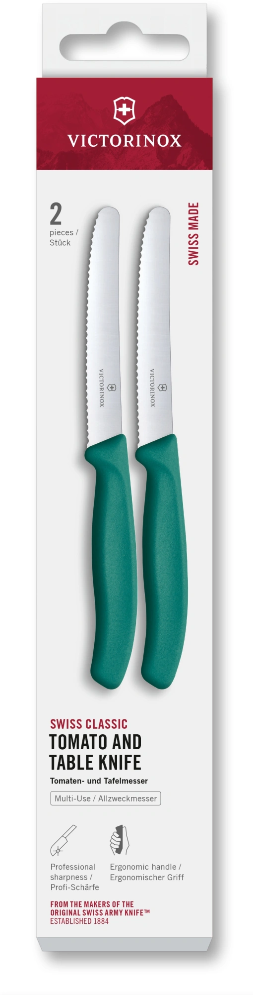 Набор ножей Victorinox Swiss Classic 6.7834.2C1 для овощей компл.:2предм. зеленый европодвес — фото 1