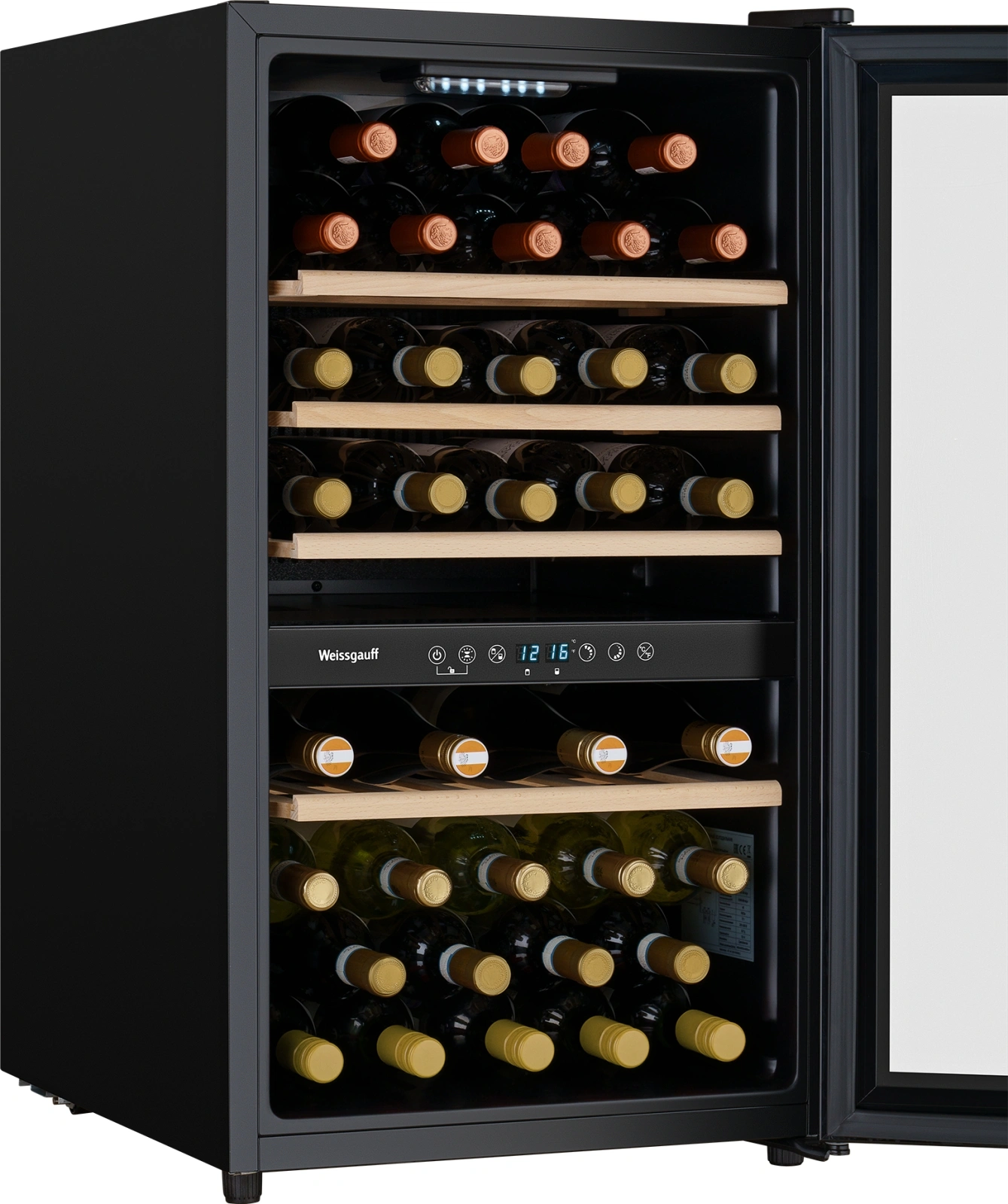 Винный шкаф Weissgauff WWC-49 DB DualZone 1-нокамерн. черный — миниатюра 5