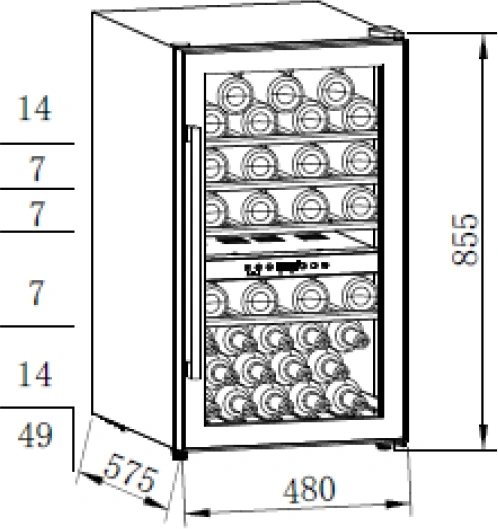 Винный шкаф Weissgauff WWC-49 DB DualZone 1-нокамерн. черный — миниатюра 8
