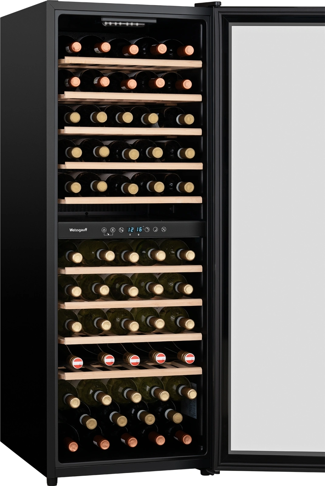 Винный шкаф Weissgauff WWC-77 DB DualZone 1-нокамерн. черный — миниатюра 4