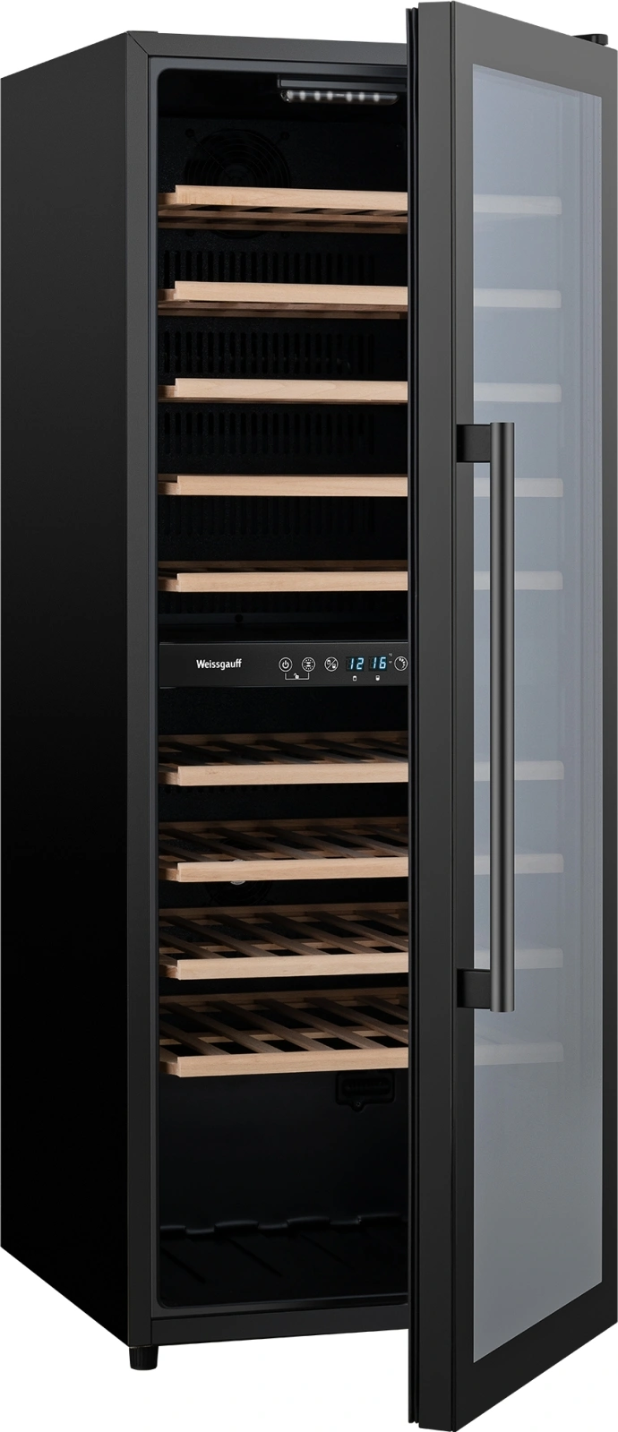 Винный шкаф Weissgauff WWC-77 DB DualZone 1-нокамерн. черный — миниатюра 6