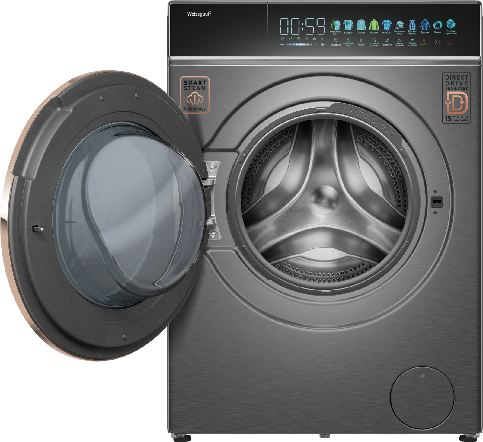 Стиральная машина Weissgauff WM 58411 Direct Drive Inverter Premium класс: A+++ загр.фронтальная макс.:11кг темно-серебристый инвертор — миниатюра 2