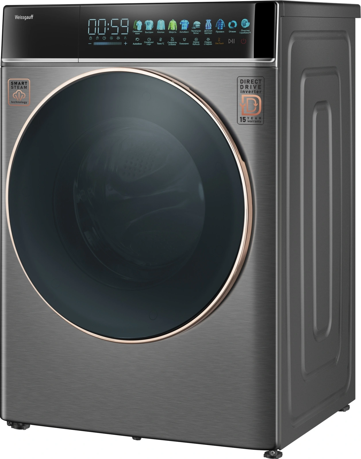 Стиральная машина Weissgauff WM 58411 Direct Drive Inverter Premium класс: A+++ загр.фронтальная макс.:11кг темно-серебристый инвертор — миниатюра 12