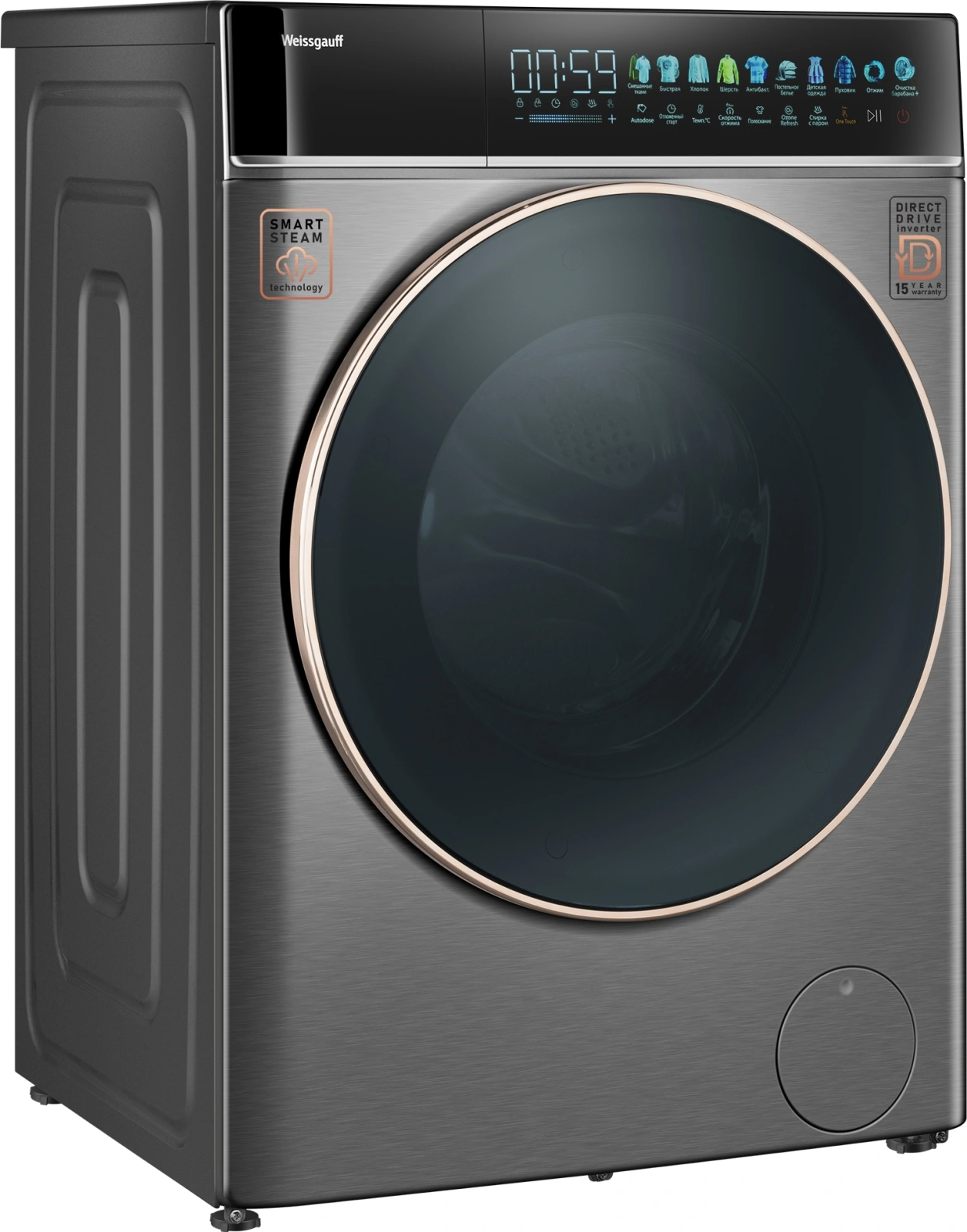 Стиральная машина Weissgauff WM 58411 Direct Drive Inverter Premium класс: A+++ загр.фронтальная макс.:11кг темно-серебристый инвертор — миниатюра 3