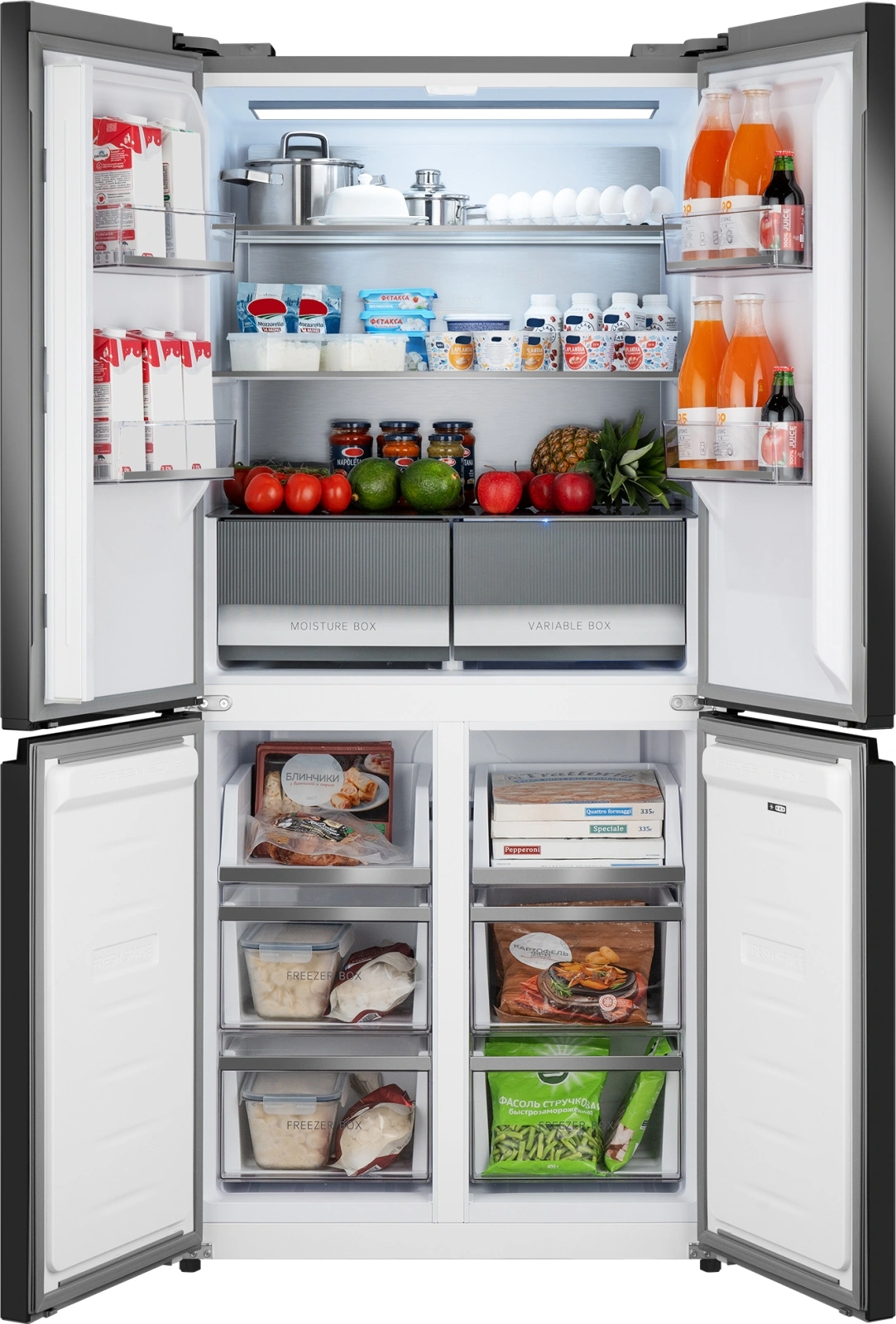 Холодильник Weissgauff WCD 450 Bru Steel Glass NoFrost Inverter 3-хкамерн. сталь инвертер — миниатюра 4
