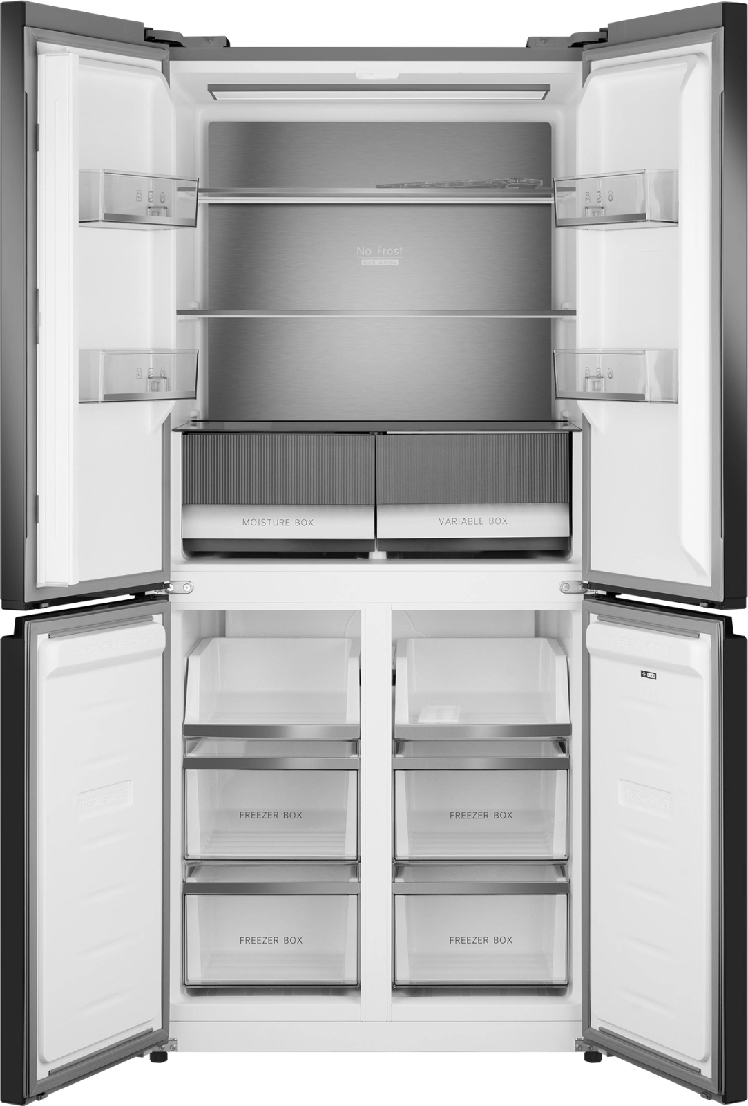 Холодильник Weissgauff WCD 450 Bru Steel Glass NoFrost Inverter 3-хкамерн. сталь инвертер — миниатюра 2