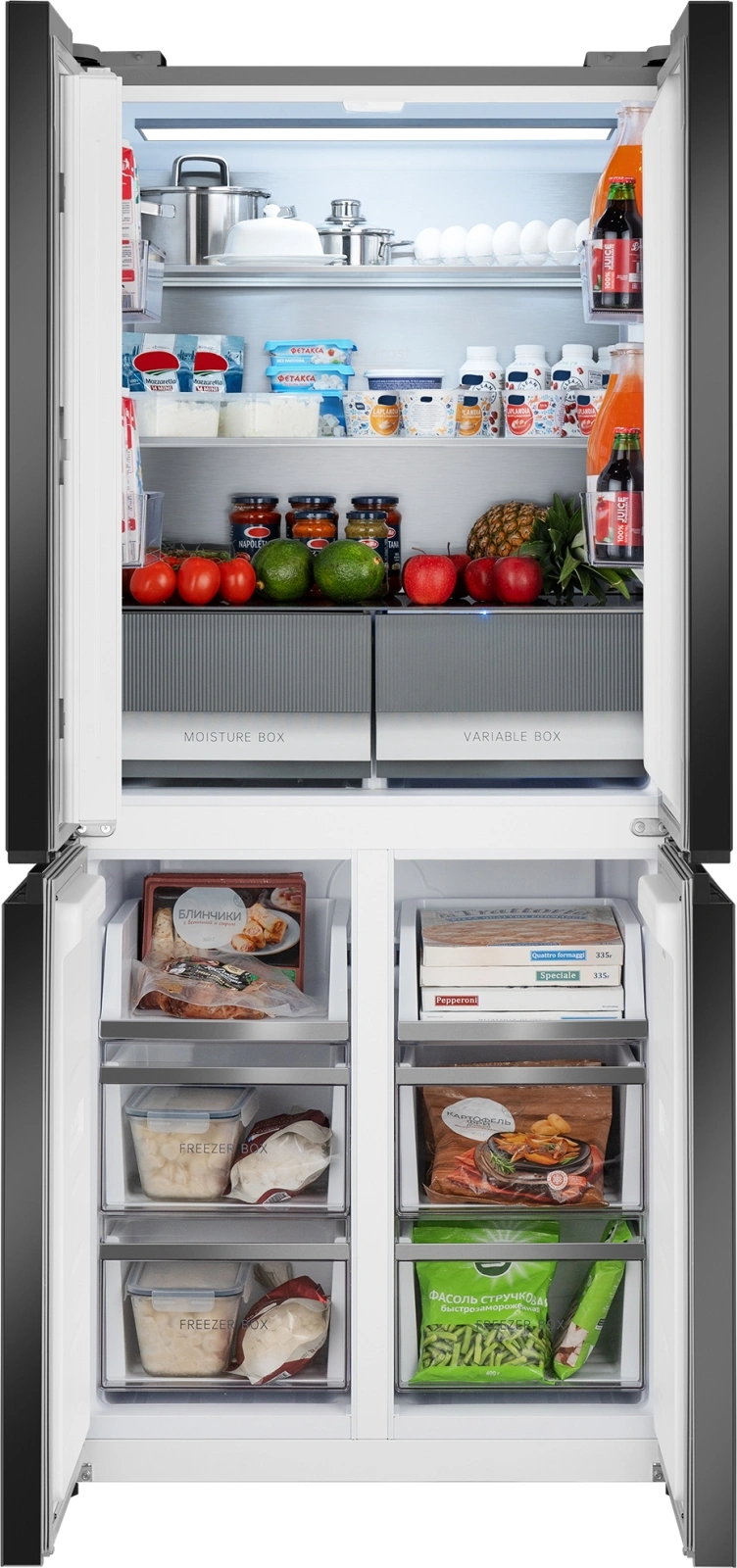 Холодильник Weissgauff WCD 450 Bru Steel Glass NoFrost Inverter 3-хкамерн. сталь инвертер — миниатюра 3