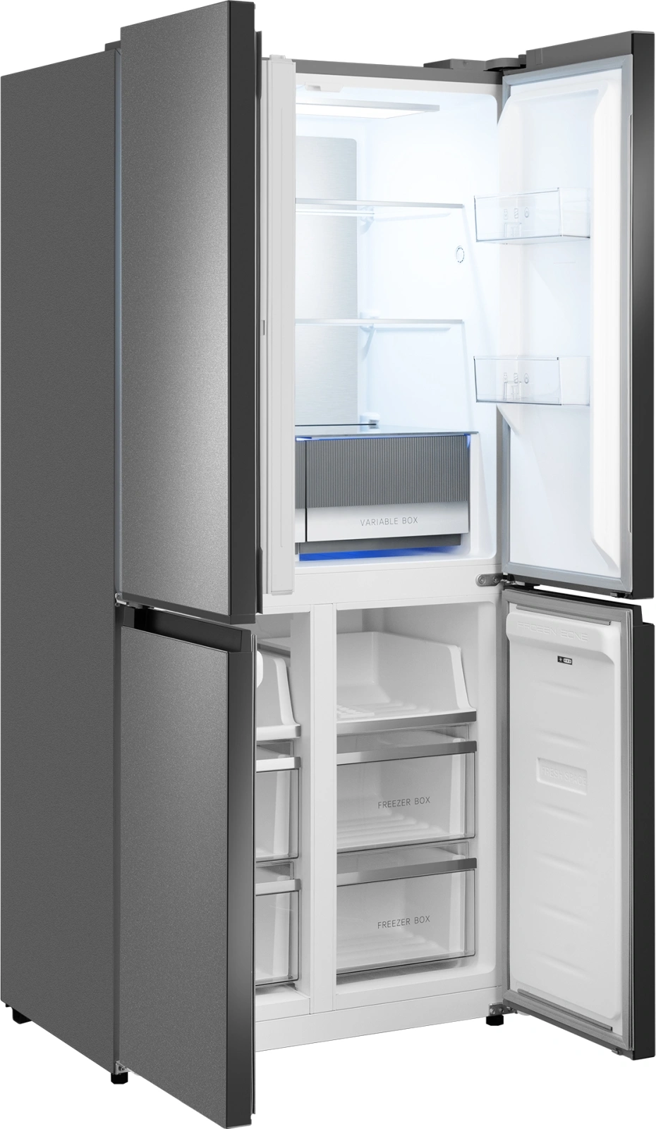 Холодильник Weissgauff WCD 450 Bru Steel Glass NoFrost Inverter 3-хкамерн. сталь инвертер — миниатюра 6