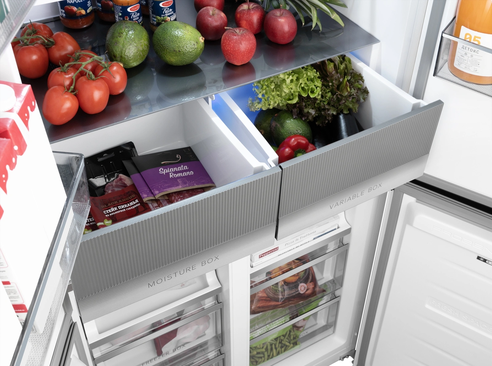 Холодильник Weissgauff WCD 450 Bru Steel Glass NoFrost Inverter 3-хкамерн. сталь инвертер — миниатюра 13