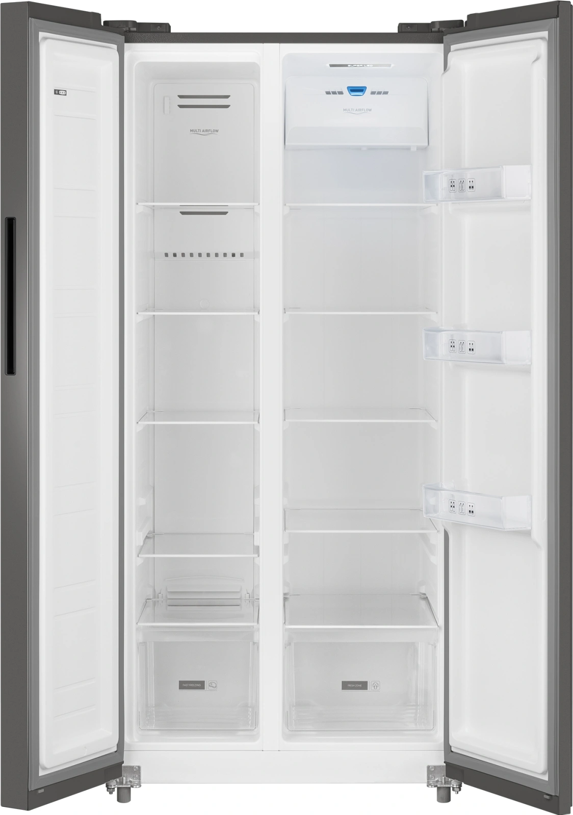 Холодильник Weissgauff WSBS 500 Inverter NoFrost Dark Grey 2-хкамерн. серый стекло инвертер — миниатюра 3