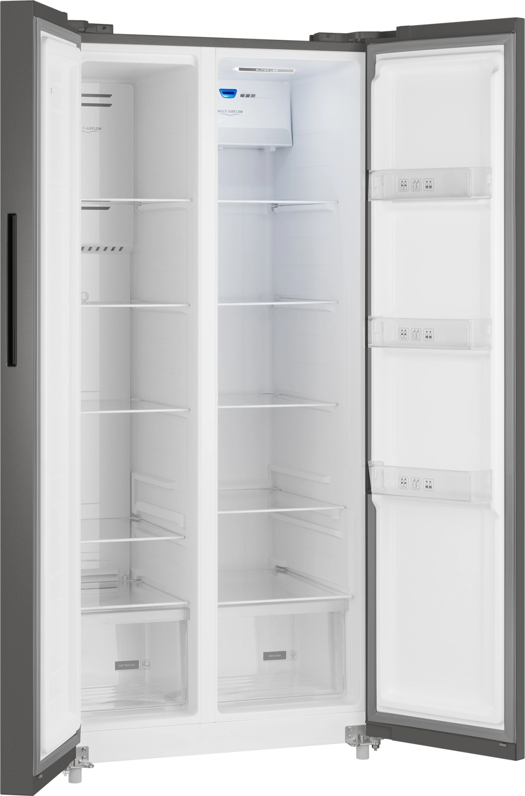 Холодильник Weissgauff WSBS 500 Inverter NoFrost Dark Grey 2-хкамерн. серый стекло инвертер — миниатюра 7
