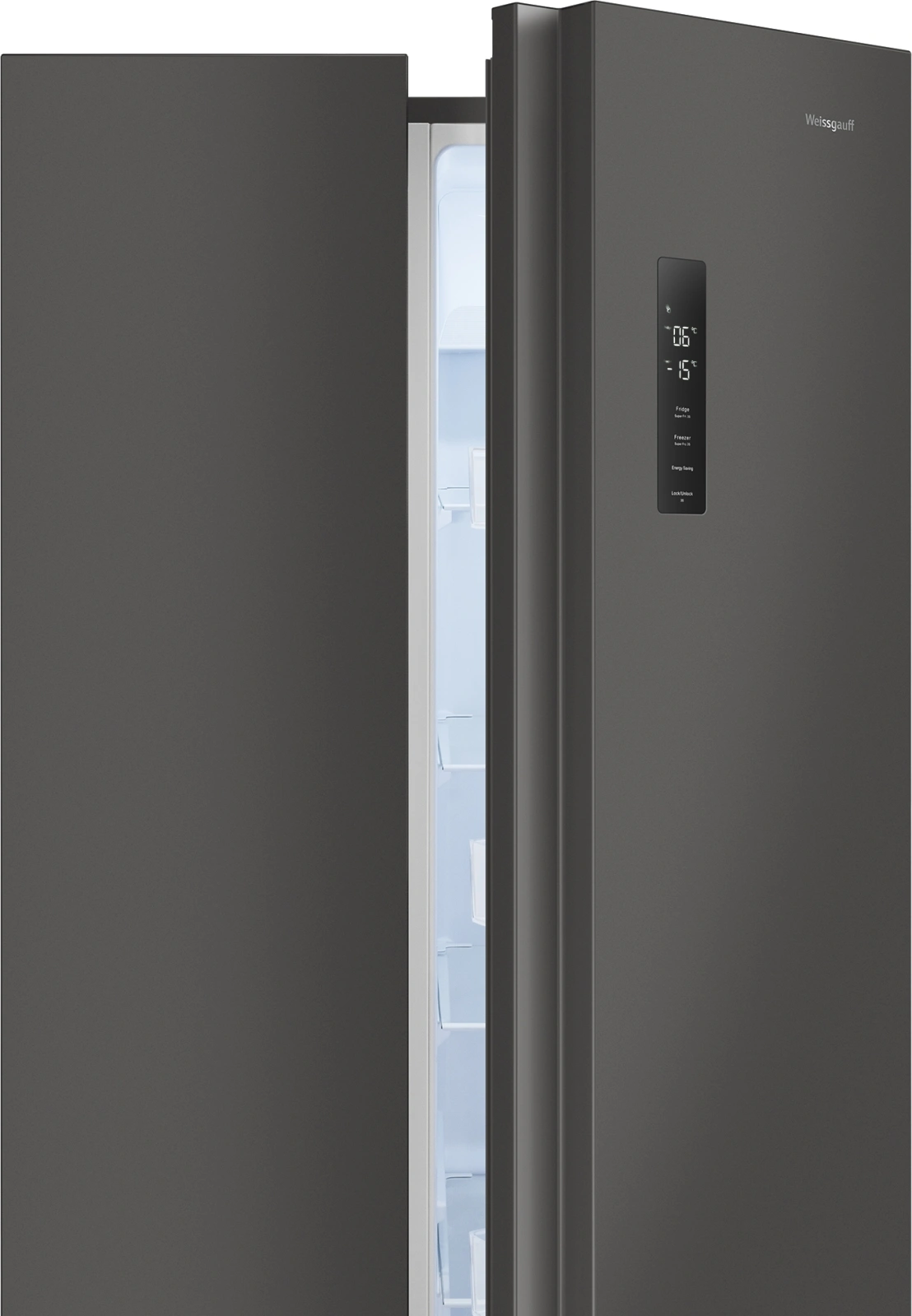 Холодильник Weissgauff WSBS 500 Inverter NoFrost Dark Grey 2-хкамерн. серый стекло инвертер — миниатюра 11