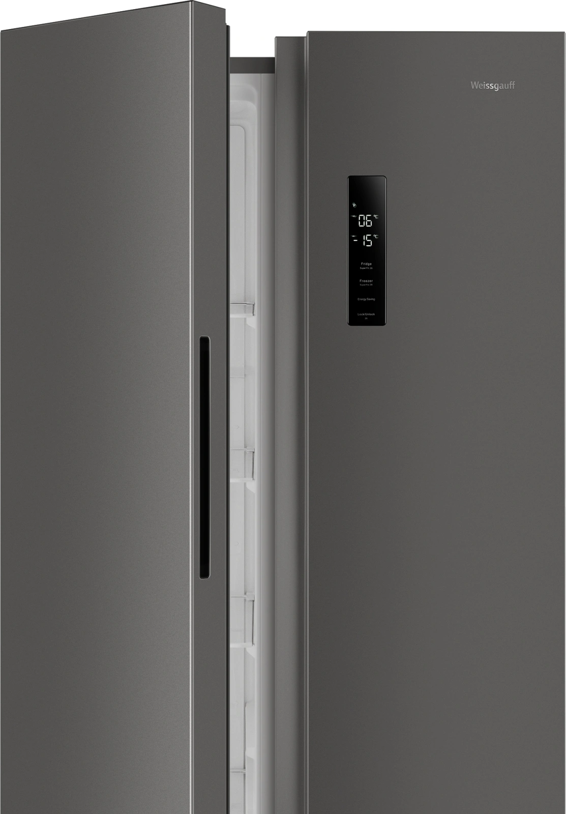 Холодильник Weissgauff WSBS 500 Inverter NoFrost Dark Grey 2-хкамерн. серый стекло инвертер — миниатюра 12