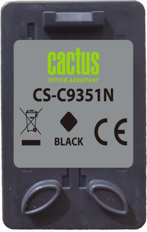 Картридж струйный Cactus CS-C9351CN черный (475стр.) (20мл) для HP D1468/D1520/D1420/D1560/D1530/D1341/D1320/D1312/D1455/D2330/D2430/D1430/D2460/D2445/D1360/D1460/D1415/D1568/D2345/D1445/D2320/D1330;OfficeJet J3635/J3625/J3608/ J3640/4315xi, FAX 1250, Deskjet F2210, OfficeJet 4315, Deskjet F2120/F4140/F2120/F3 — миниатюра 2