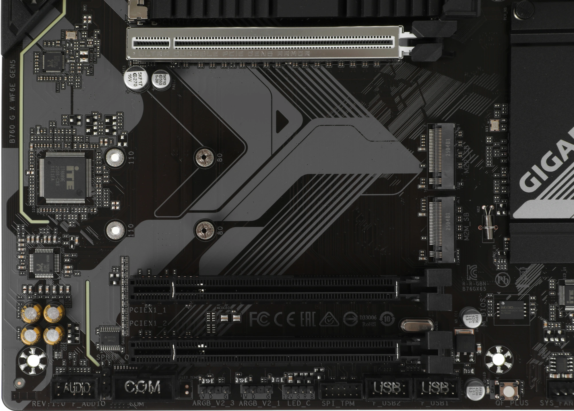 Материнская плата Gigabyte B760 GAMING X WIFI6E GEN5 Soc-1700 Intel B760 4xDDR5 ATX AC`97 8ch(7.1) 2.5Gg RAID+HDMI+DP — миниатюра 5