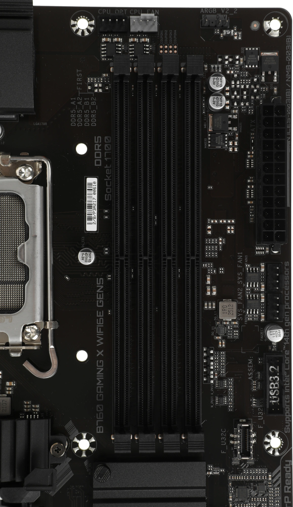 Материнская плата Gigabyte B760 GAMING X WIFI6E GEN5 Soc-1700 Intel B760 4xDDR5 ATX AC`97 8ch(7.1) 2.5Gg RAID+HDMI+DP — миниатюра 4