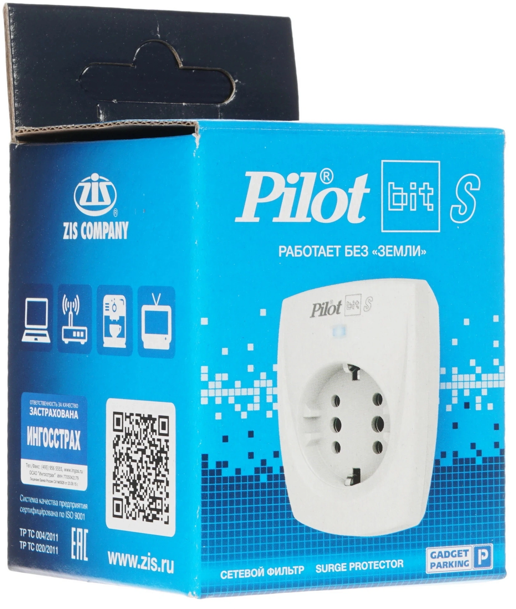 Сетевой фильтр Pilot Bit S (GP) (1 розетка) серый (коробка) — миниатюра 4