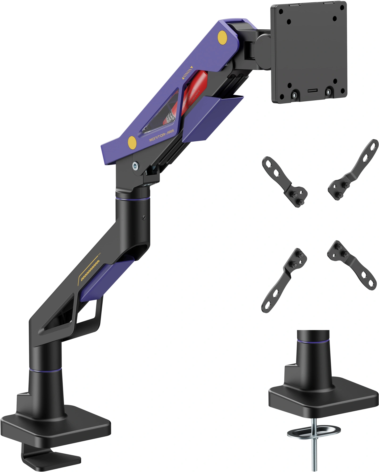 Кронштейн для мониторов Ultramounts UM741BP черный/фиолетовый 24"-57" макс.30кг крепление к столешнице поворот и наклон — миниатюра 2