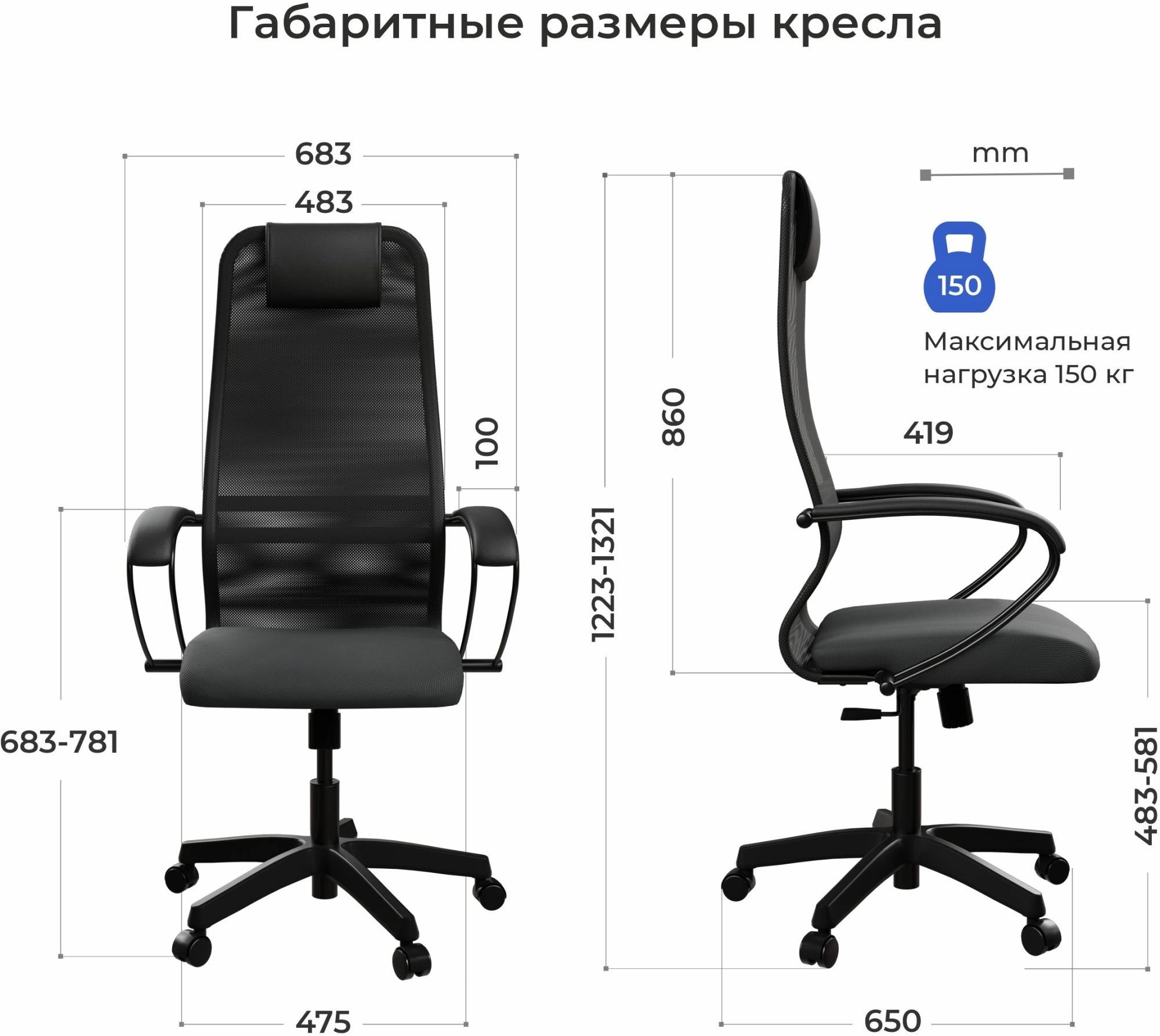 Кресло Метта SU-B-8 черный сиденье черный сетка/ткань с подголов. крестов. пластик черный — миниатюра 15