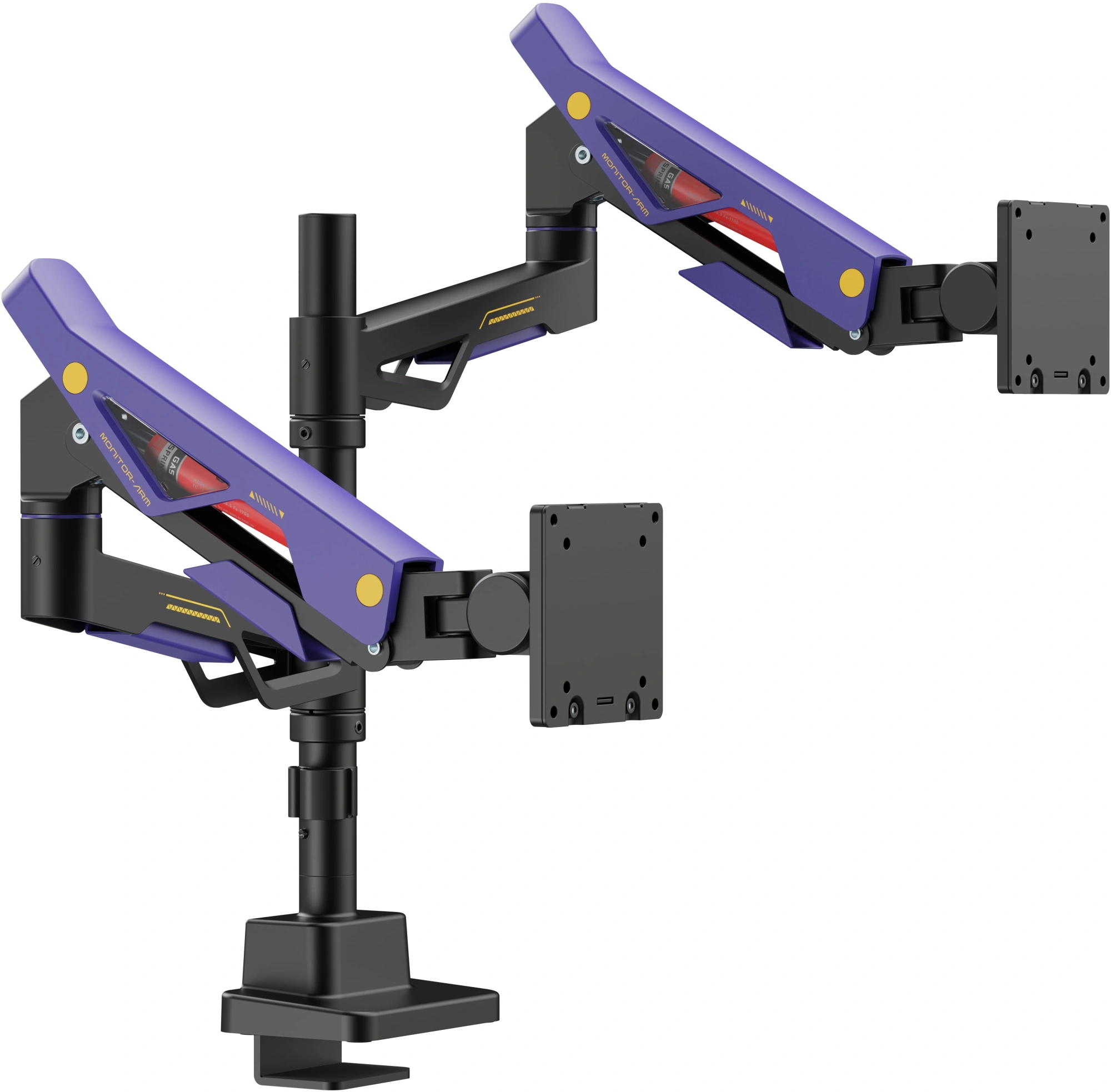 Кронштейн для мониторов Ultramounts UM742BP черный/фиолетовый 24"-57" макс.27кг крепление к столешнице поворот и наклон — фото 1