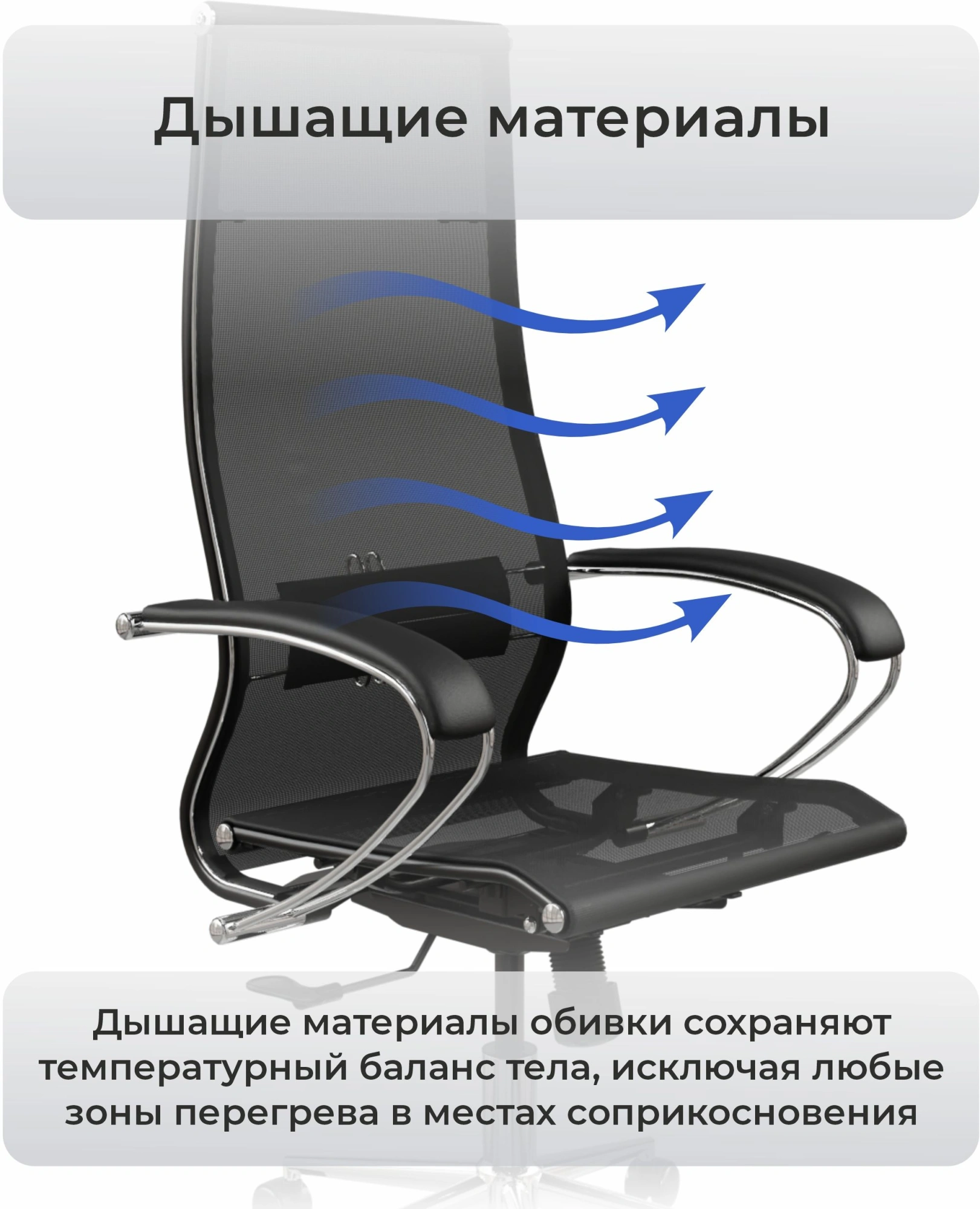 Кресло Метта ErgoLife Set 11 черный сиденье черный сетка с подголов. крестов. пластик хром — миниатюра 15