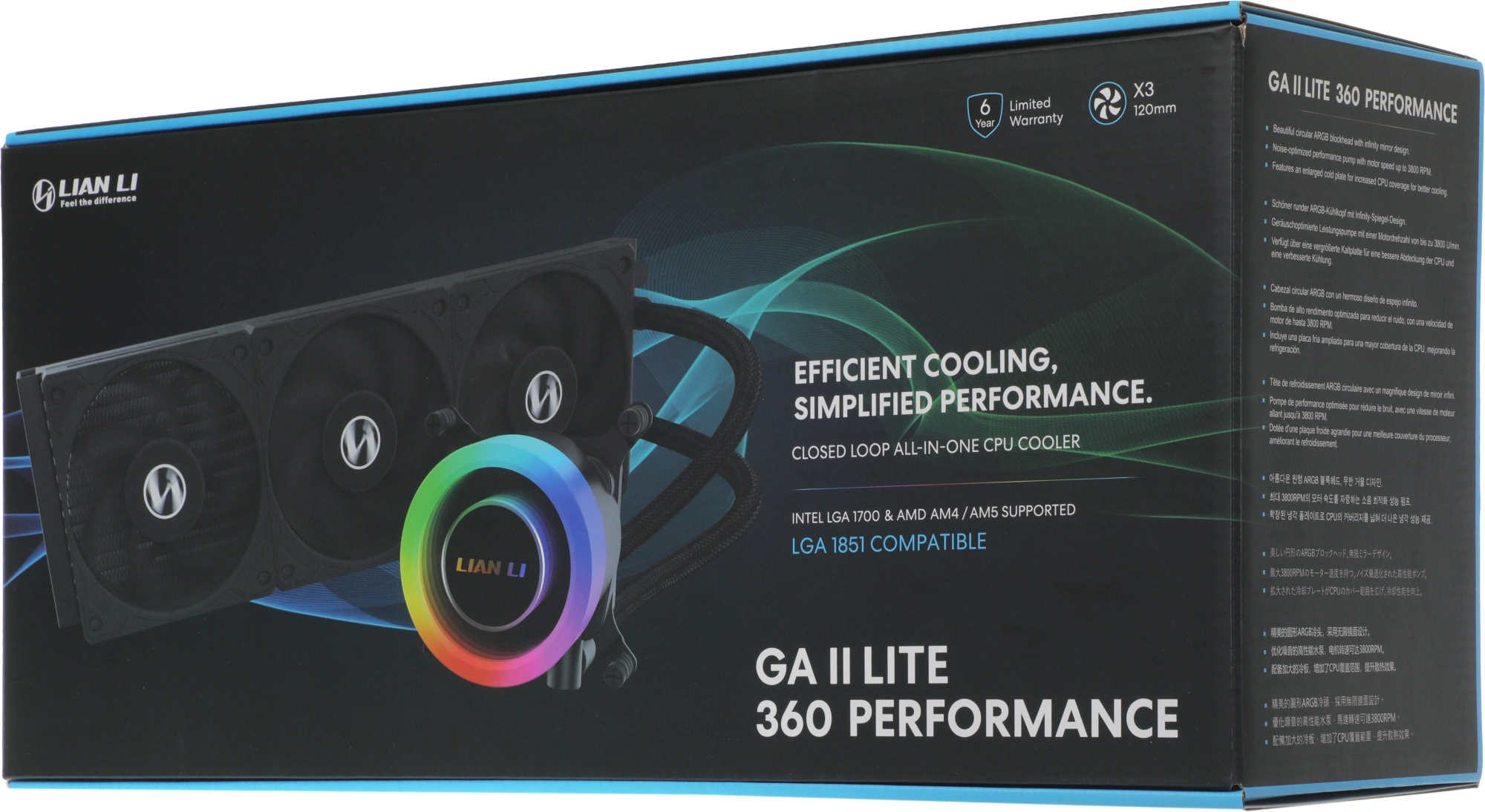 Система водяного охлаждения Lian-Li Galahad II Lite 360P ARGB Soc-AM5/AM4/1700/1851 черный29.8dB Al+Cu Ret (G89.GA2L36PB.R0) — фото 1