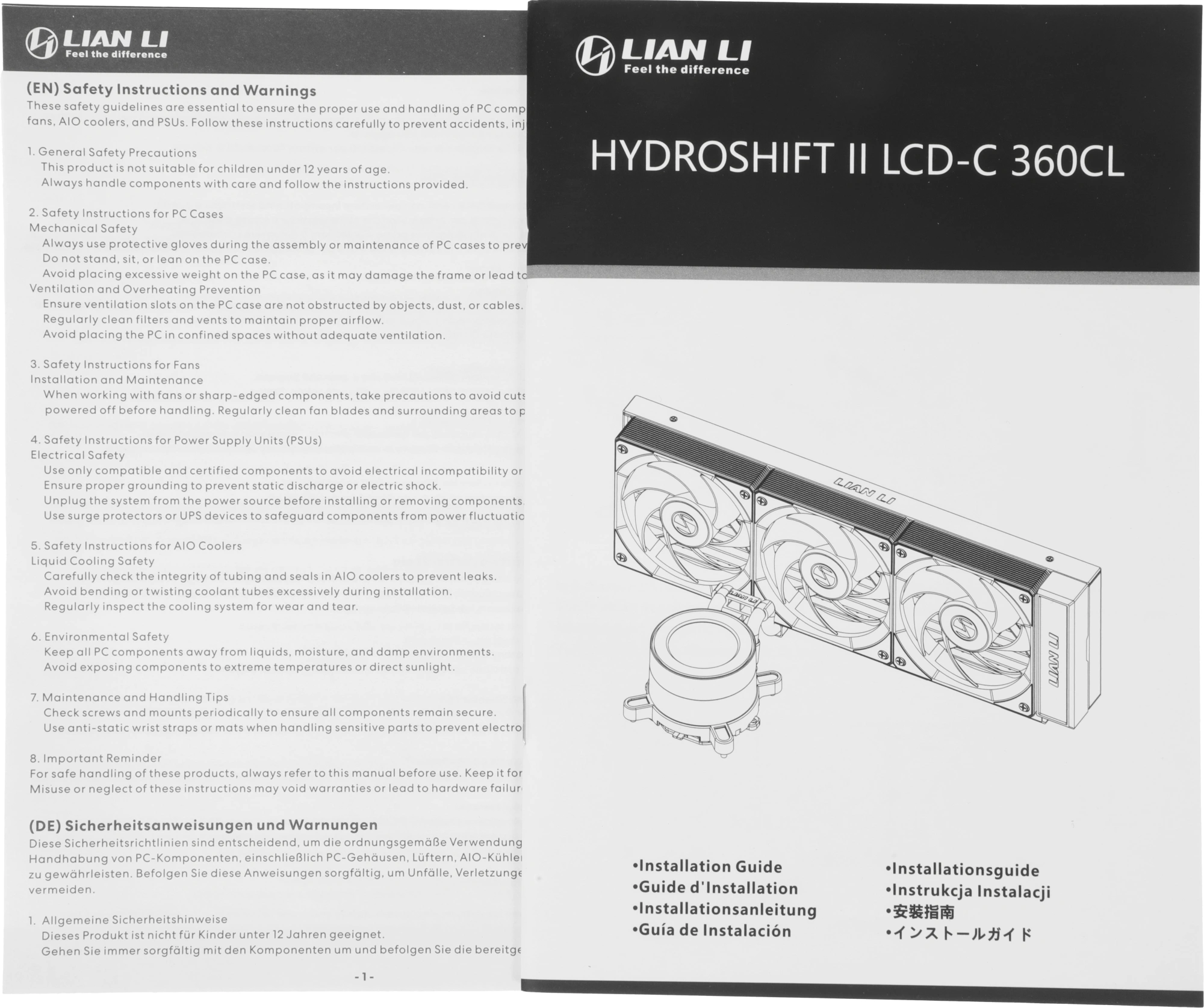 Система водяного охлаждения Lian-Li HydroShift II LCD-C 360CL ARGB Soc-AM5/AM4/1700/1851 черный 4-pin 31dB Al+Cu LCD Ret (G89.GHS2LCD36RB.R0) — миниатюра 12