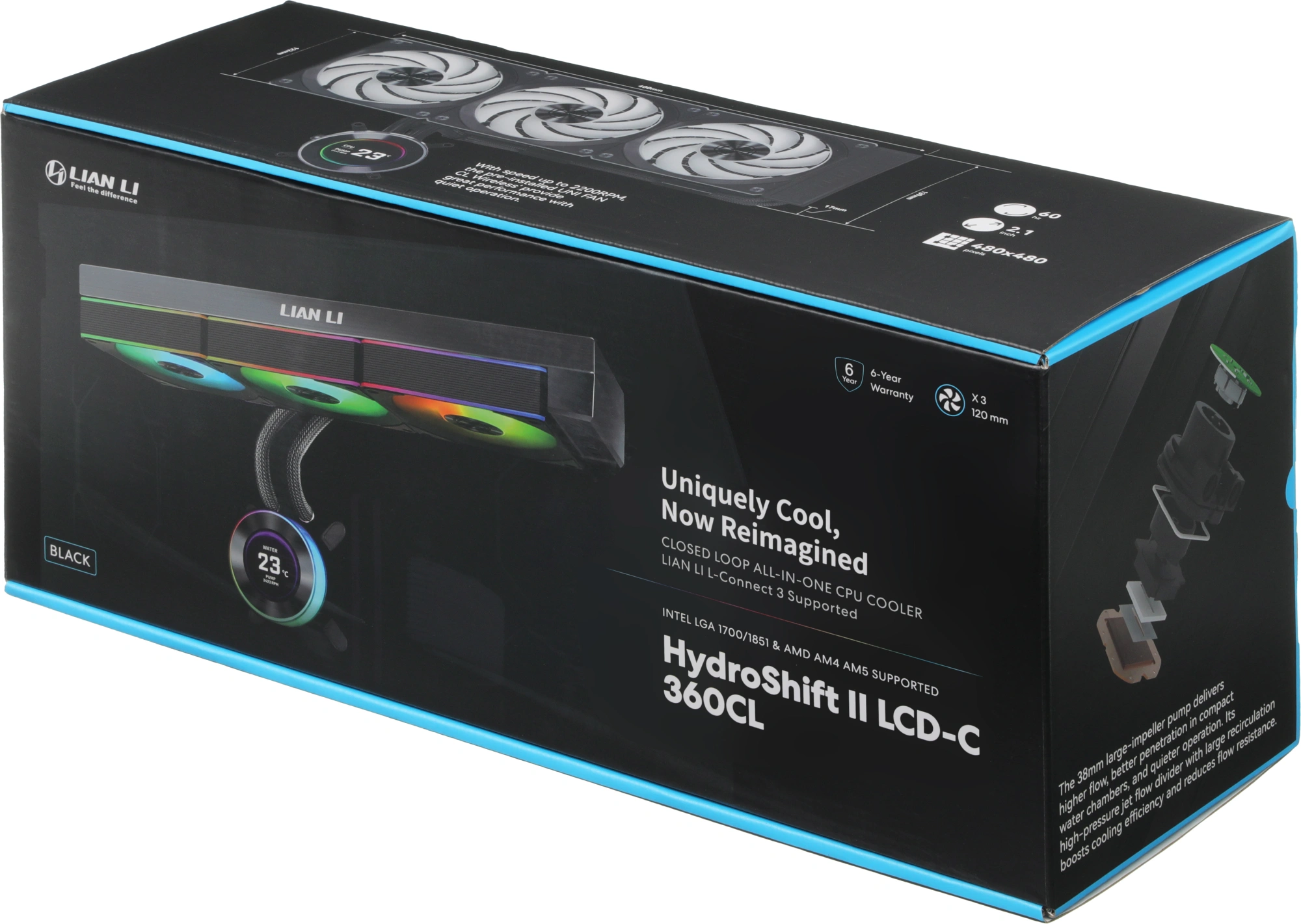 Система водяного охлаждения Lian-Li HydroShift II LCD-C 360CL ARGB Soc-AM5/AM4/1700/1851 черный 4-pin 31dB Al+Cu LCD Ret (G89.GHS2LCD36RB.R0) — миниатюра 13