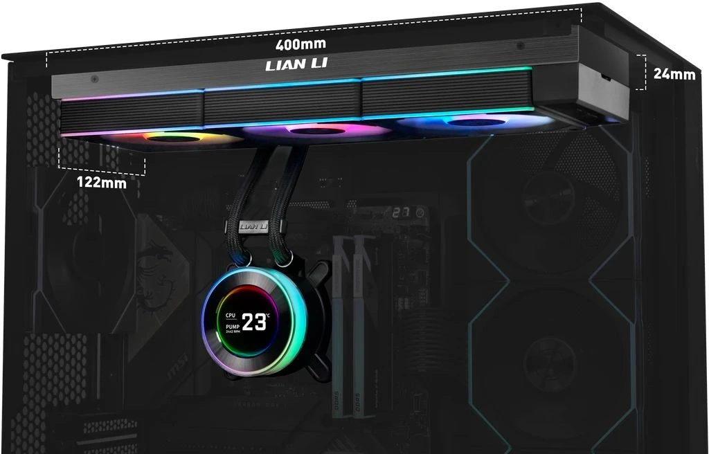 Система водяного охлаждения Lian-Li HydroShift II LCD-C 360CL ARGB Soc-AM5/AM4/1700/1851 черный 4-pin 31dB Al+Cu LCD Ret (G89.GHS2LCD36RB.R0) — миниатюра 3