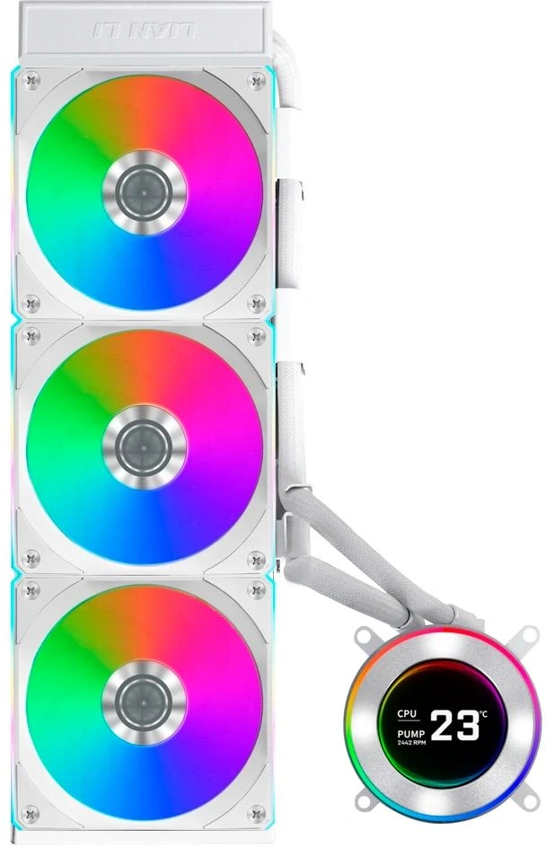 Система водяного охлаждения Lian-Li HydroShift II LCD-C 360CL ARGB Soc-AM5/AM4/1700/1851 белый 4-pin 31dB Al+Cu LCD Ret (G89.GHS2LCD36RW.R0) — миниатюра 2