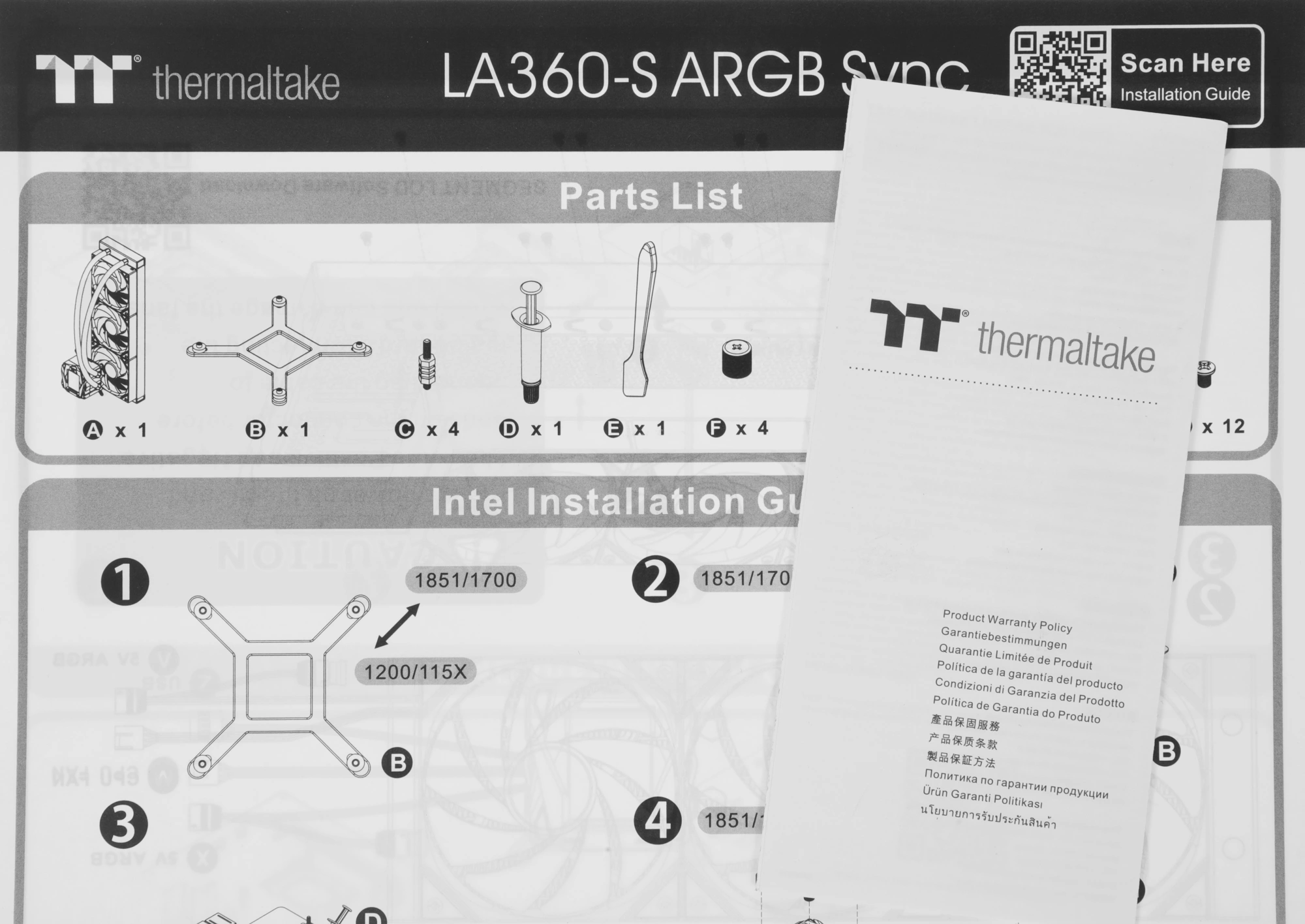 Система водяного охлаждения Thermaltake LA360-S ARGB Soc-AM5/AM4/1200/1700/1851 черный 4-pin 38.35dB Al LCD 360W Ret (CL-W462-PL12SW-A) — миниатюра 9