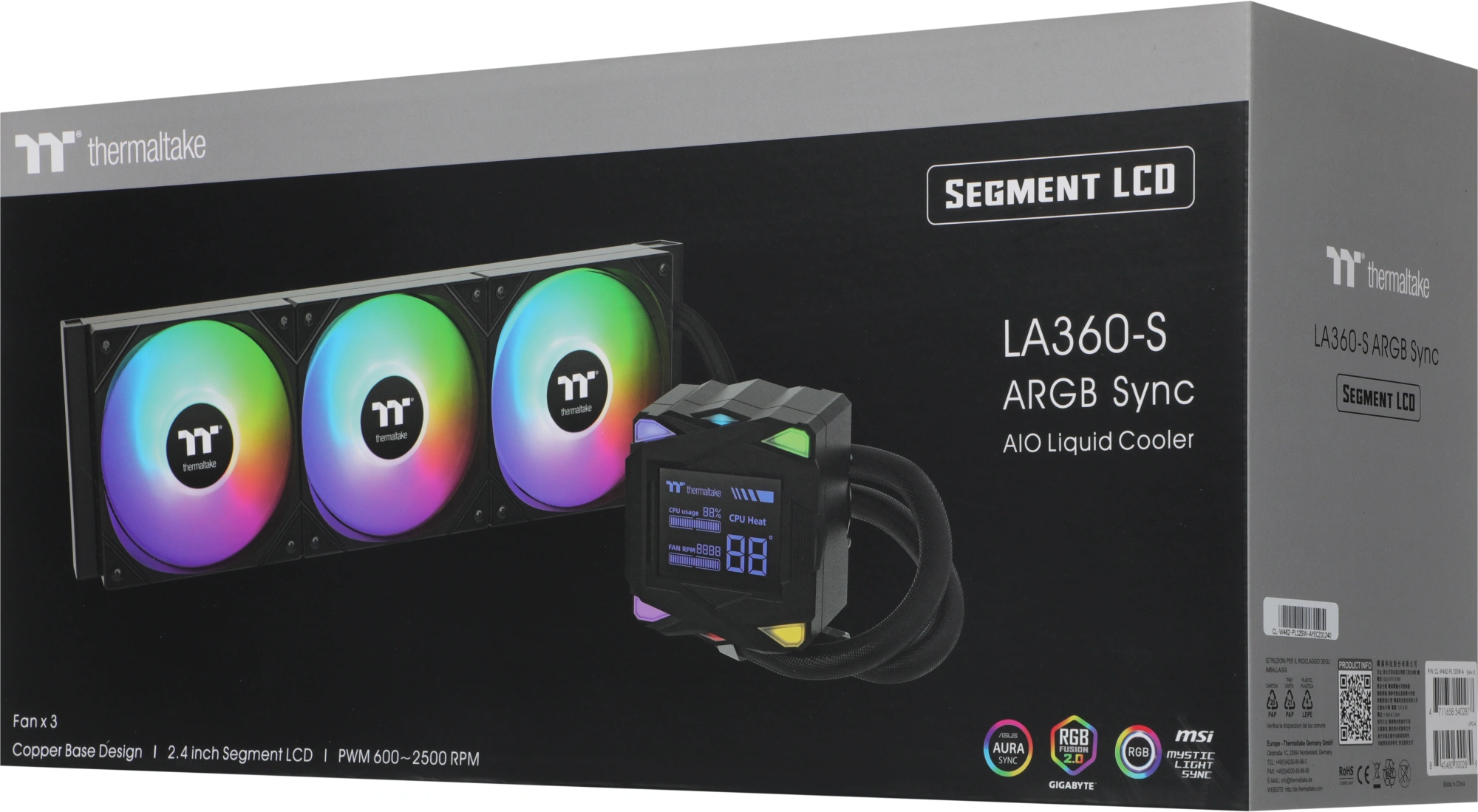 Система водяного охлаждения Thermaltake LA360-S ARGB Soc-AM5/AM4/1200/1700/1851 черный 4-pin 38.35dB Al LCD 360W Ret (CL-W462-PL12SW-A) — миниатюра 8