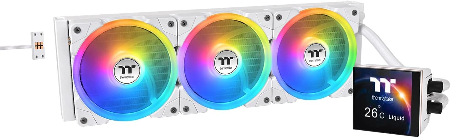 Система водяного охлаждения Thermaltake MAGFloe 360 Ultra Snow ARGB Soc-AM5/AM4/1200/1700/1851 белый 4-pin 30.6-32.5dB Al LCD 355W Ret (CL-W433-PL12SW-A) — фото 1