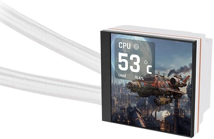 Система водяного охлаждения Thermaltake MAGFloe 360 Ultra Snow ARGB Soc-AM5/AM4/1200/1700/1851 белый 4-pin 30.6-32.5dB Al LCD 355W Ret (CL-W433-PL12SW-A) — миниатюра 2