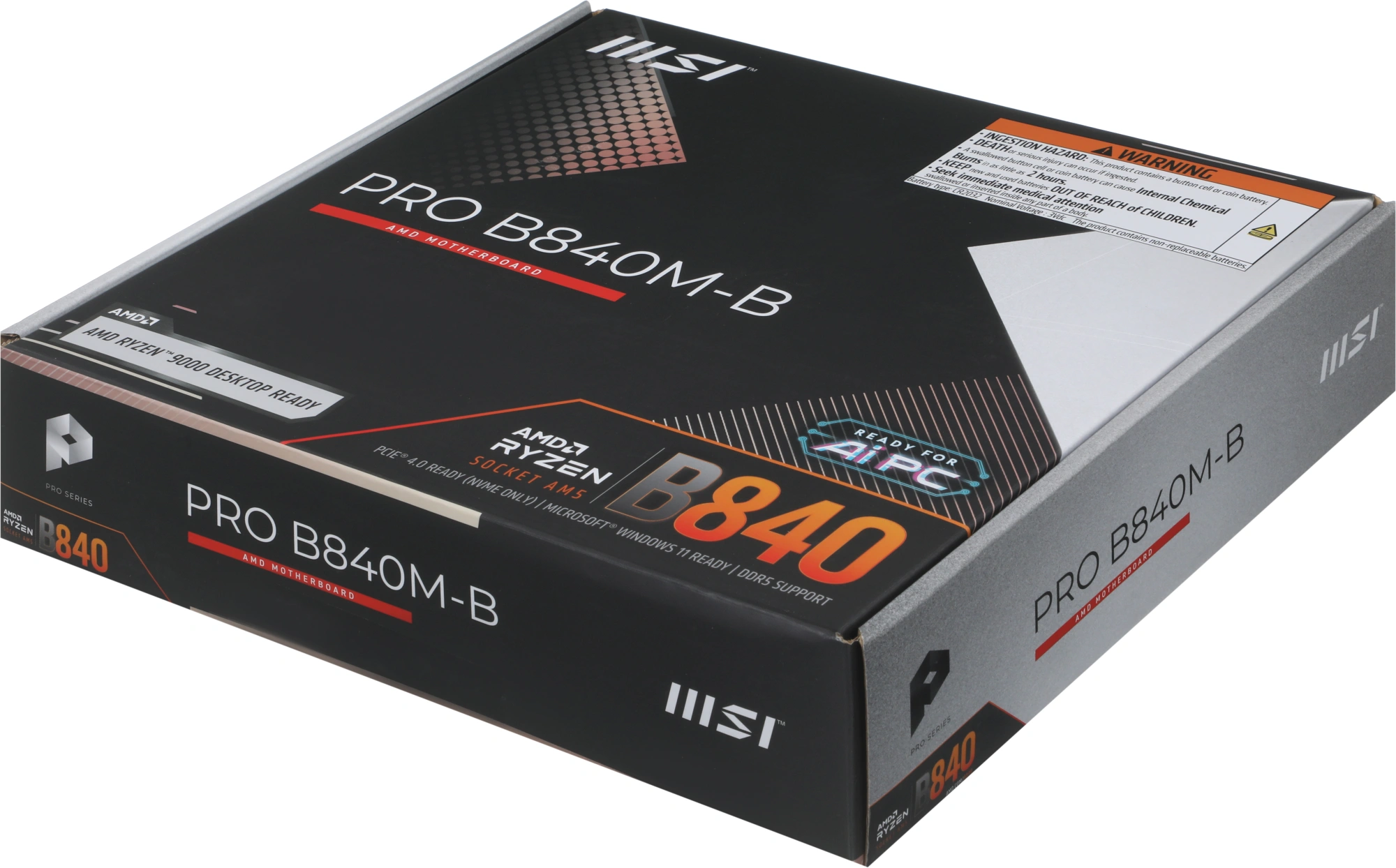 Материнская плата MSI PRO B840M-B Socket AM5 AMD B840 2xDDR5 mATX AC`97 8ch(7.1) 2.5Gg RAID+VGA+HDMI — миниатюра 4