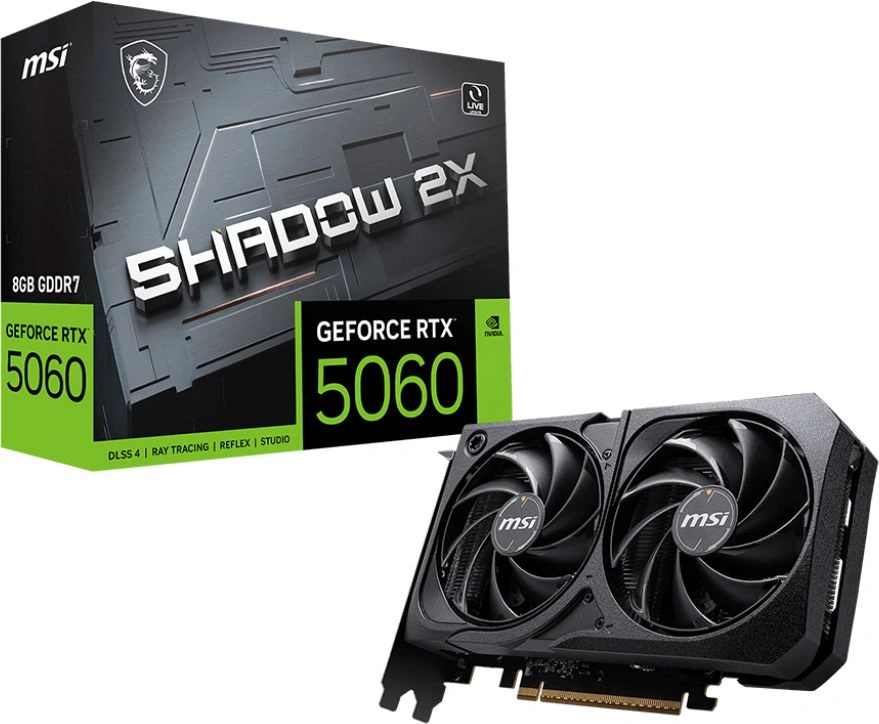 Видеокарта MSI PCI-E 5.0 RTX 5060 8G SHADOW 2X NVIDIA GeForce RTX 5060 8Gb 128bit GDDR7 2497/28000 HDMIx1 DPx3 HDCP Ret — миниатюра 5