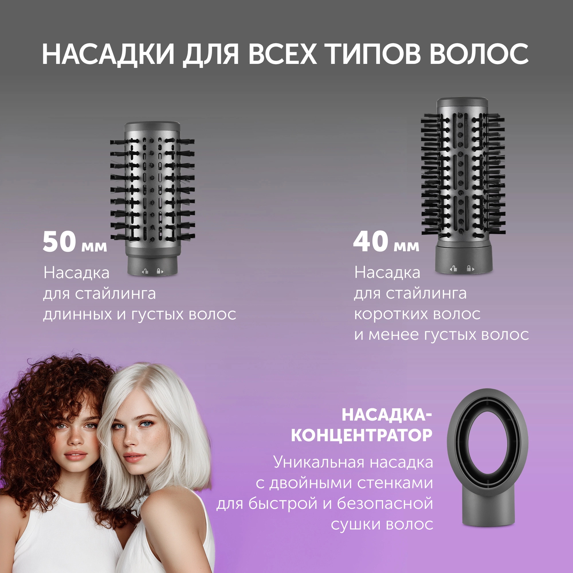 Фен-щетка Polaris PHSB 1100Ri 1200Вт графитовый — миниатюра 6