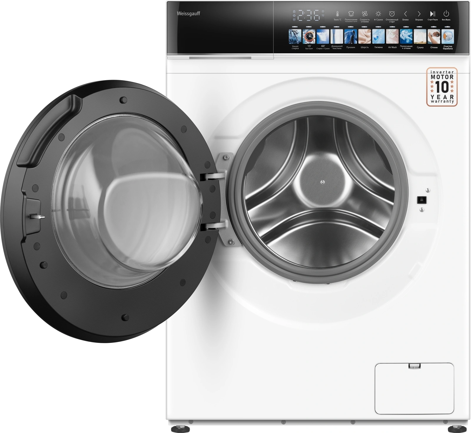 Стиральная машина Weissgauff WMD 59211 Touch Inverter класс: A+++ загр.фронтальная макс.:10.5кг (с сушкой) белый инвертор — миниатюра 2